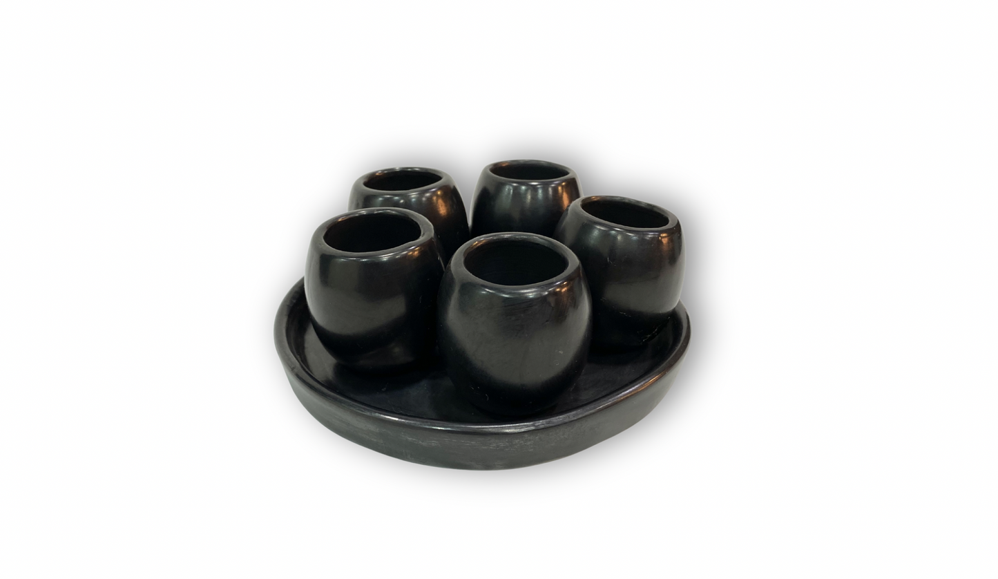 Juego de 5 mezcaleros barro negro