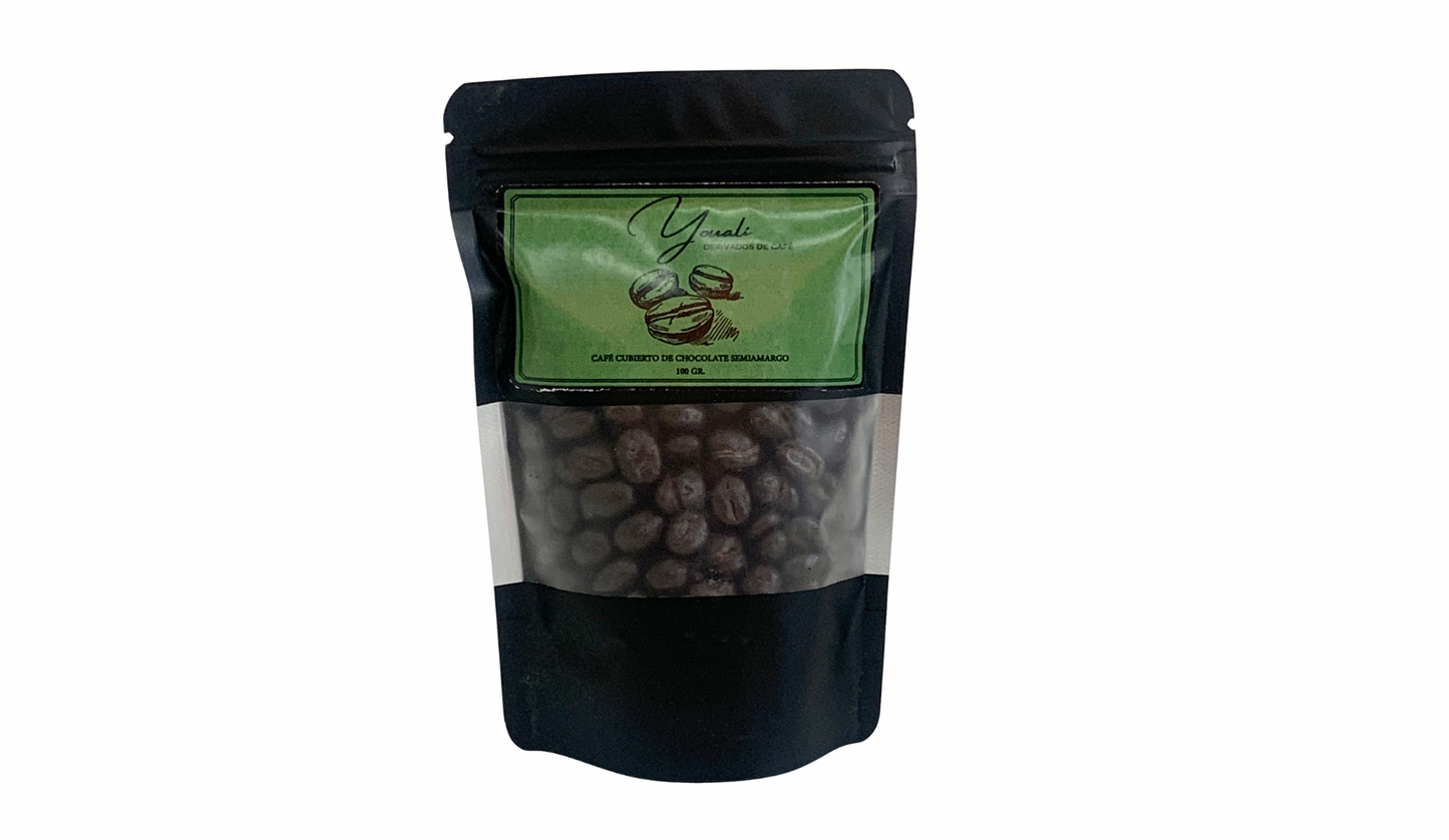 Café cubierto con chocolate semi amargo