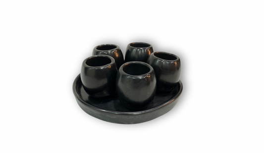 Juego de 5 mezcaleros barro negro